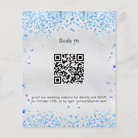 Budget Silblue QR Code trouwuitnodiging (Achterkant)