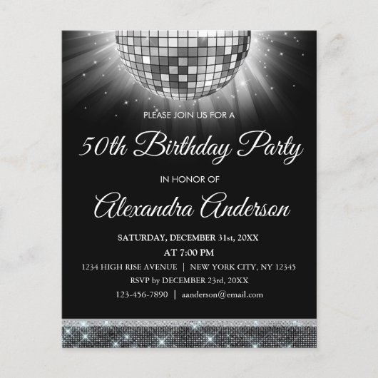 Budget Silver 50th Birthday Silver Disco Ball (Voorkant)