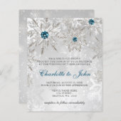 Budget Silver Aqua Snowflakes Weddenschap (Voorkant / Achterkant)