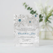 Budget Silver Aqua Snowflakes Weddenschap (Staand voorkant)