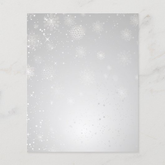 Budget Silver Aqua Snowflakes Weddenschap (Achterkant)