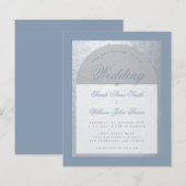 Budget Silver Arch Dusty Blue Wedding Uitnodiging (Voorkant / Achterkant)