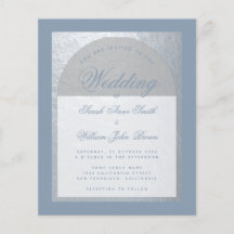 Budget Silver Arch Dusty Blue Wedding Uitnodiging