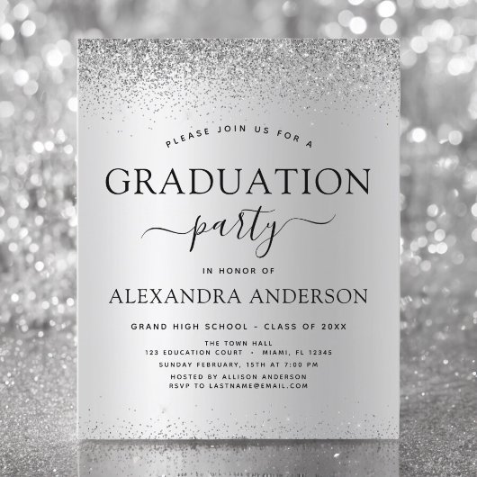 Budget Silver Black 2023 Graduation Party Glitter