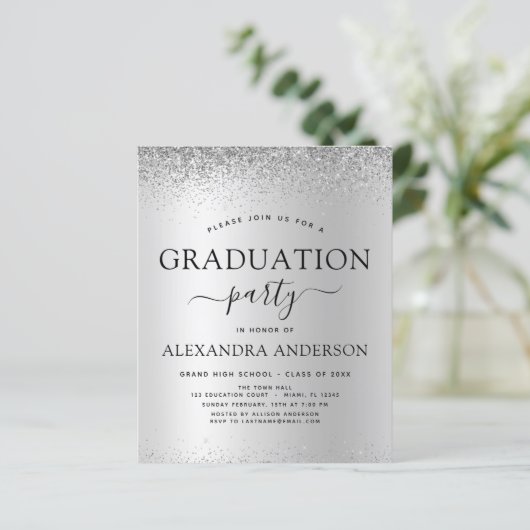 Budget Silver Black 2023 Graduation Party Glitter (Staand voorkant)