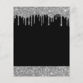 Budget Silver Black Glitter Birthday Uitnodiging (Achterkant)