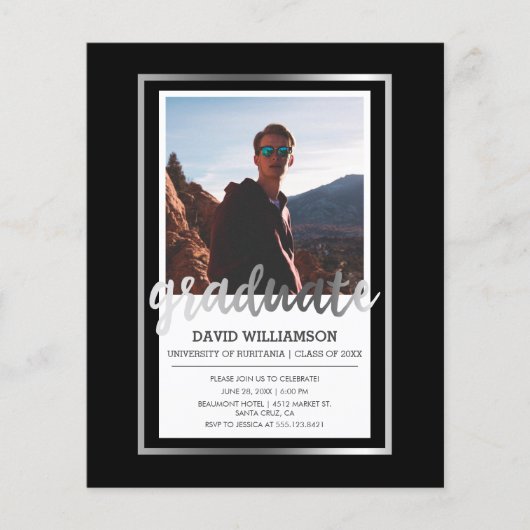 Budget Silver & Black Photo Graduparty (Voorkant)