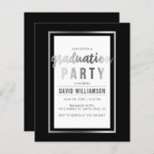 Budget Silver & Black Typography Graduparty (Voorkant / Achterkant)