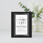 Budget Silver & Black Typography Graduparty (Staand voorkant)