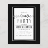 Budget Silver & Black Typography Graduparty (Voorkant)