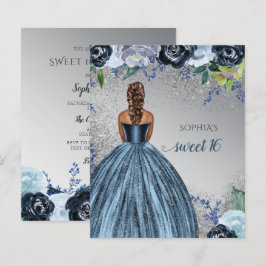 Budget Silver Blue Dress Sweet 16 verjaardag