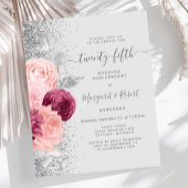 Budget Silver Blush Floral 25th Anniversary