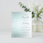 Budget Silver Confetti Aqua Ombre Wedding Invite (Staand voorkant)