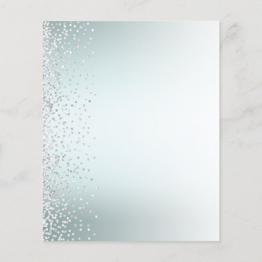 Budget Silver Confetti Aqua Ombre Wedding Invite (Achterkant)