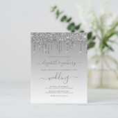 Budget Silver Driving Glitter Wedding Uitnodiging (Staand voorkant)