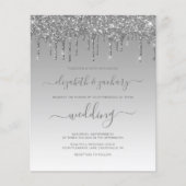 Budget Silver Driving Glitter Wedding Uitnodiging (Voorkant)