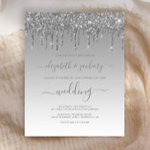 Budget Silver Driving Glitter Wedding Uitnodiging