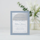 Budget Silver Dusty Blue Verloving Invitation (Staand voorkant)