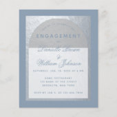 Budget Silver Dusty Blue Verloving Invitation (Voorkant)