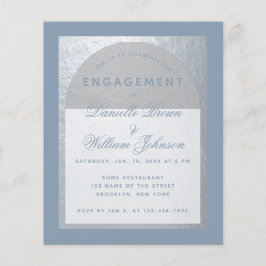 Budget Silver Dusty Blue Verloving Invitation
