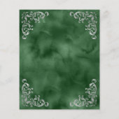 Budget Silver Emerald Green Vintage Wedding Menu (Achterkant)