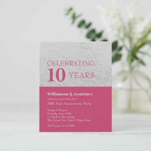 Budget Silver en Roze Business Jubileum Uitnodigen