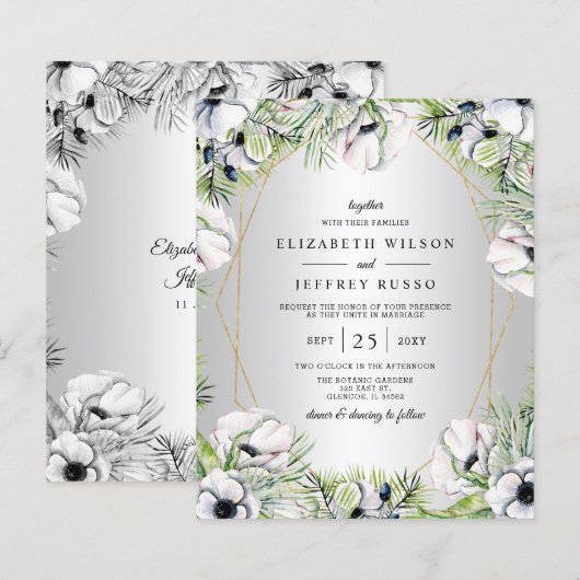 Budget Silver Floral Geometric Wedding (Voorkant / Achterkant)