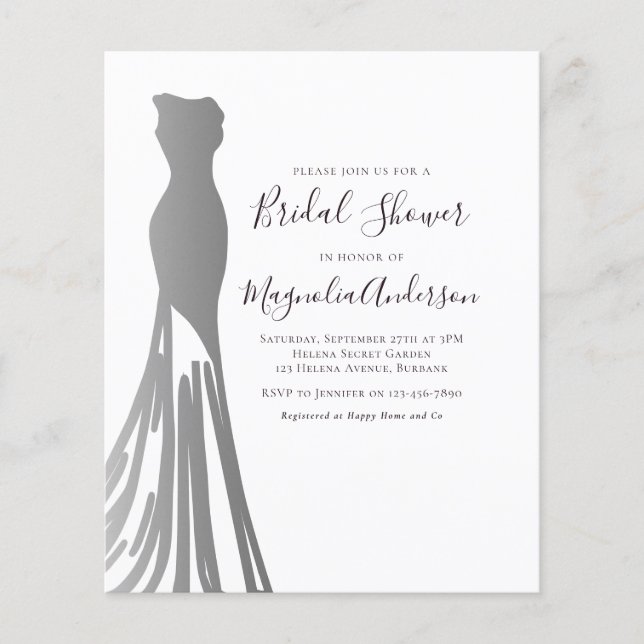Budget Silver Foiil Dress Bridal Shower (Voorkant)