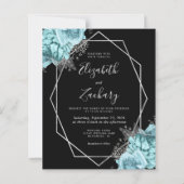 Budget Silver Frame Aqua Floral Black Wedding (Voorkant)
