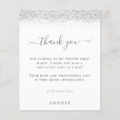 Budget Silver Glitter 21st Birthday Dank u (Voorkant)
