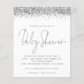 Budget Silver Glitter Baby shower nodigt uit (Voorkant)