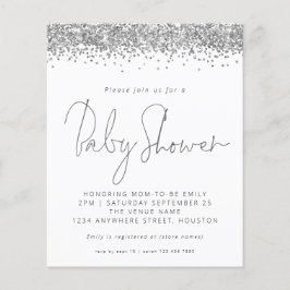 Budget Silver Glitter Baby shower nodigt uit