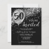 Budget Silver Glitter Balloon Black 50th Birthday (Voorkant)