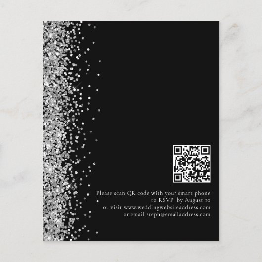 Budget Silver Glitter Black QR Code Weddenschap Ui (Achterkant)