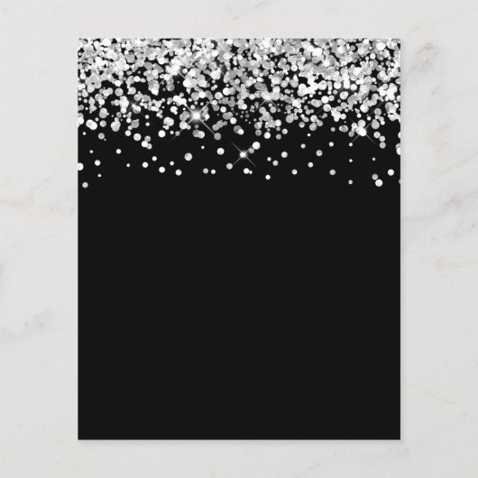 Budget Silver Glitter Black Sweet 16 Uitnodiging (Achterkant)