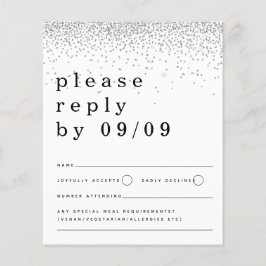 Budget Silver Glitter Confetti Wedding RSVP