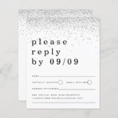 Budget Silver Glitter Confetti Wedding RSVP (Voorkant / Achterkant)
