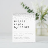 Budget Silver Glitter Confetti Wedding RSVP (Staand voorkant)