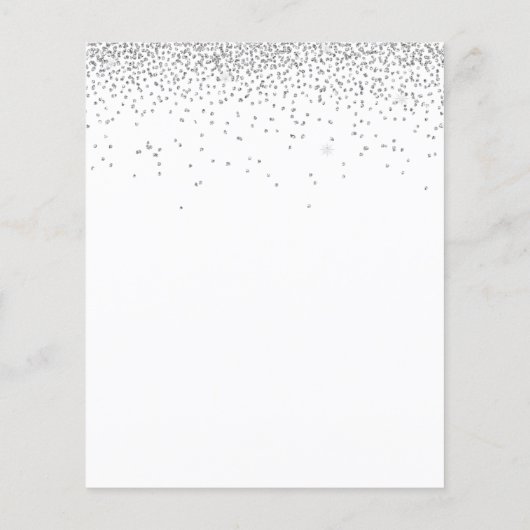 Budget Silver Glitter Confetti Wedding RSVP (Achterkant)
