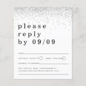Budget Silver Glitter Confetti Wedding RSVP (Voorkant)