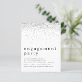 Budget Silver Glitter Engagement Party nodigt uit (Staand voorkant)