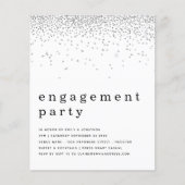 Budget Silver Glitter Engagement Party nodigt uit (Voorkant)