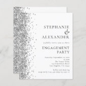 Budget Silver Glitter Engagement Party nodigt uit (Voorkant / Achterkant)