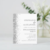 Budget Silver Glitter Engagement Party nodigt uit (Staand voorkant)