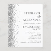 Budget Silver Glitter Engagement Party nodigt uit (Voorkant)