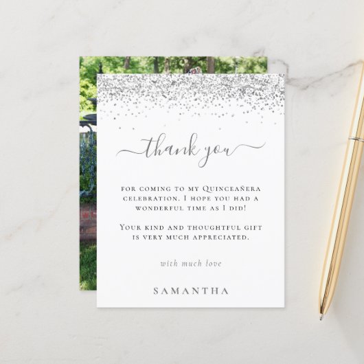 Budget Silver Glitter Foto Quinceanera Dank u