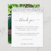 Budget Silver Glitter Foto Quinceanera Dank u (Voorkant / Achterkant)