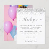 Budget Silver Glitter Foto Sweet 16 Hartelijk dank (Voorkant / Achterkant)