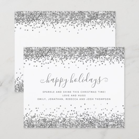 Budget Silver Glitter-grenzen Prettige feestdagen  (Voorkant / Achterkant)