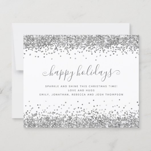 Budget Silver Glitter-grenzen Prettige feestdagen  (Voorkant)